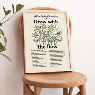 'Grow With The Flow' Retro Affirmations Print - Art Prints - Kinder Planet Company