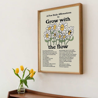 'Grow With The Flow' Retro Affirmations Print - Art Prints - Kinder Planet Company