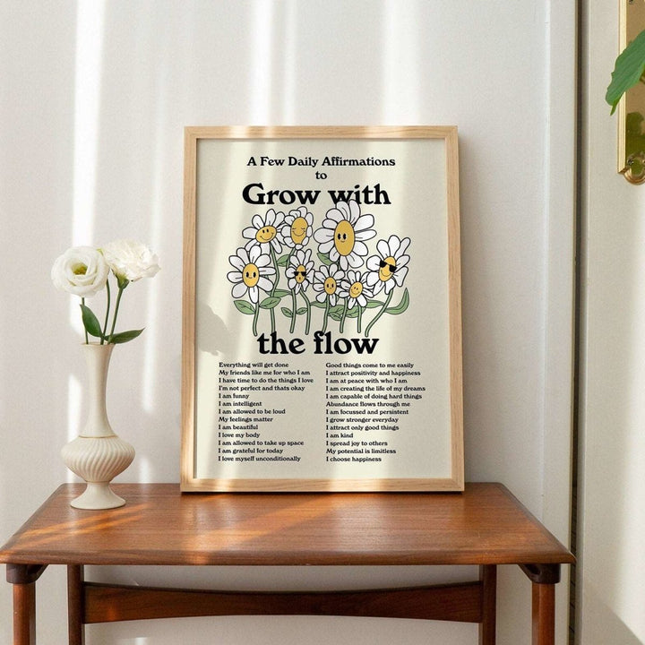 'Grow With The Flow' Retro Affirmations Print - Art Prints - Kinder Planet Company