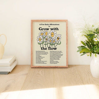 'Grow With The Flow' Retro Affirmations Print - Art Prints - Kinder Planet Company