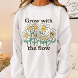 'Grow With The Flow' Retro Flowers Sweatshirt - Sweatshirts & Hoodies - Kinder Planet Company