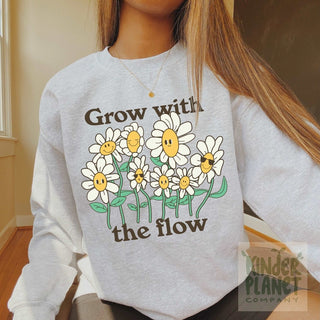 'Grow With The Flow' Retro Flowers Sweatshirt - Sweatshirts & Hoodies - Kinder Planet Company