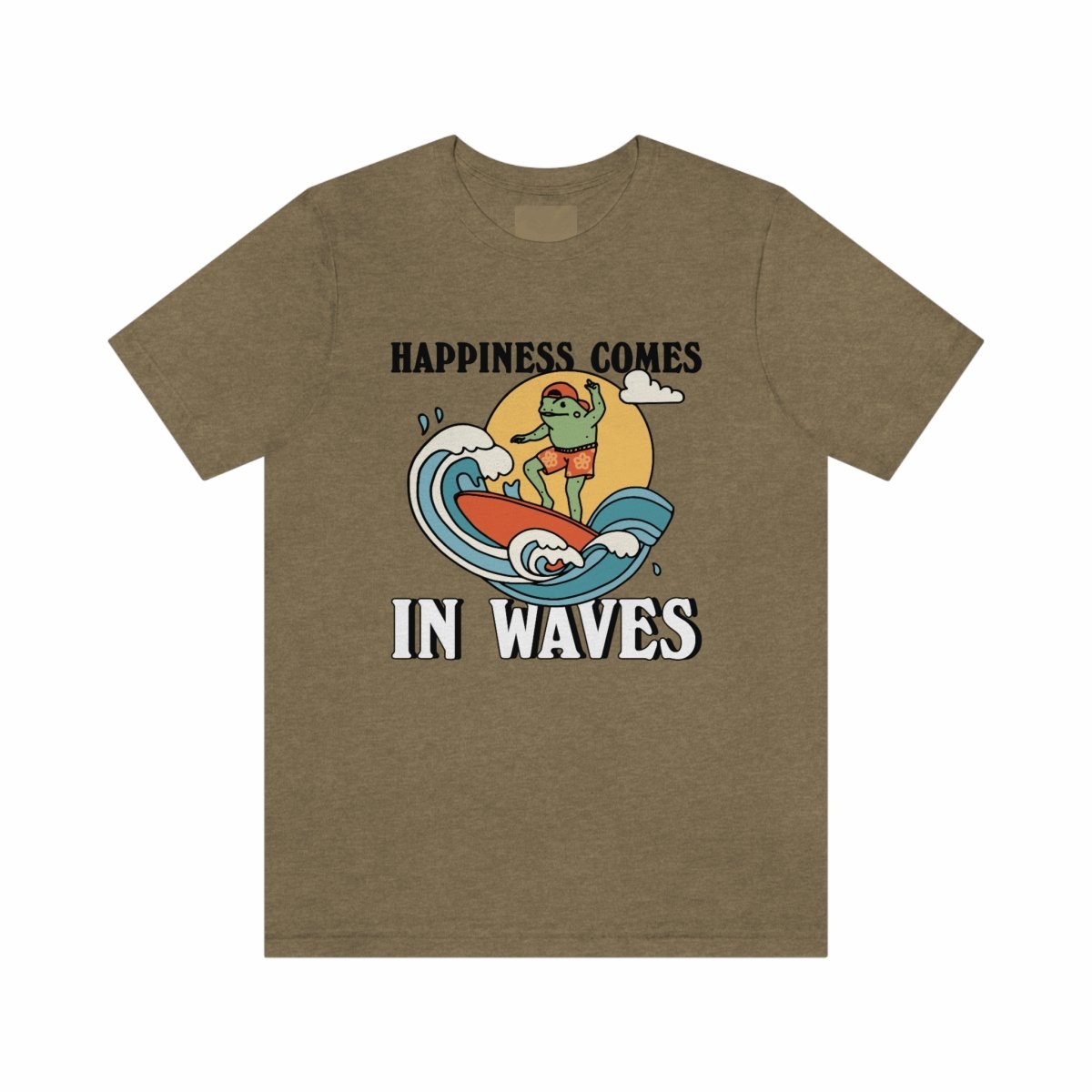 'Happiness Comes In Waves' Frog Surf Tshirt - T-shirts - Kinder Planet Company