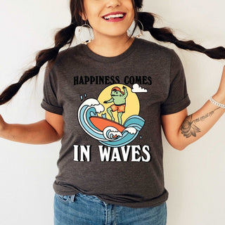 'Happiness Comes In Waves' Frog Surf Tshirt - T-shirts - Kinder Planet Company