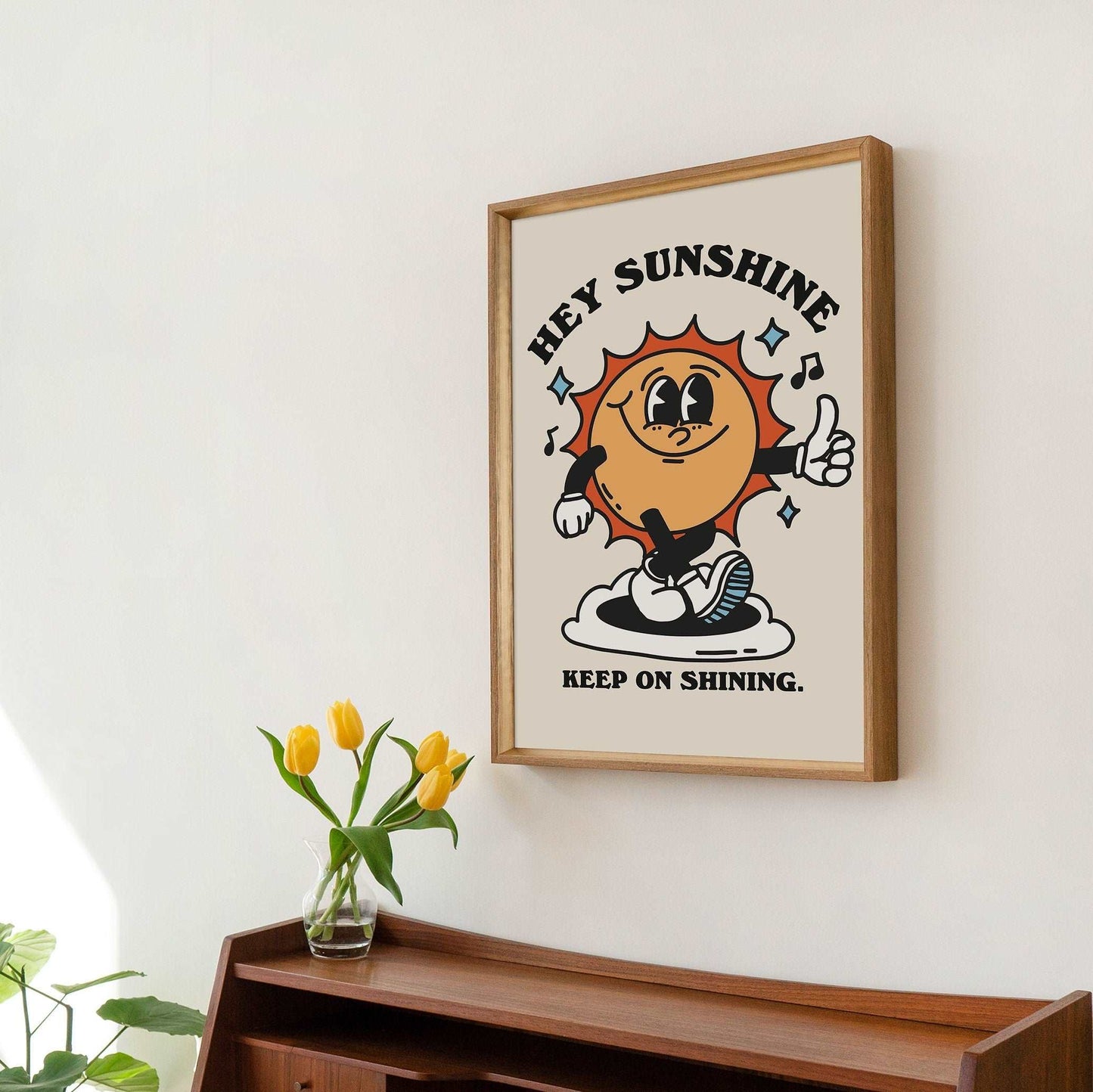 'Hey Sunshine' Retro Character Print