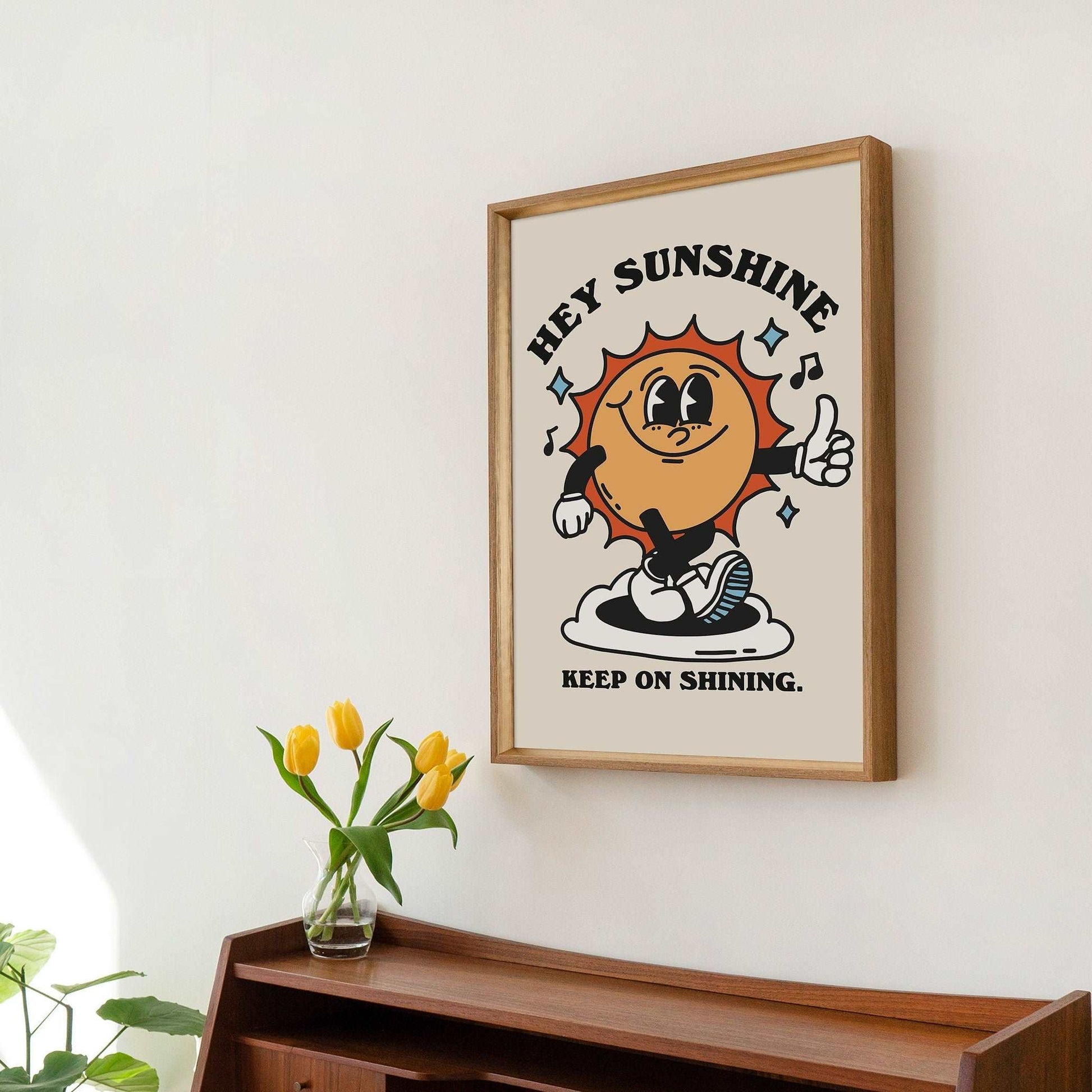 'Hey Sunshine' Retro Character Print