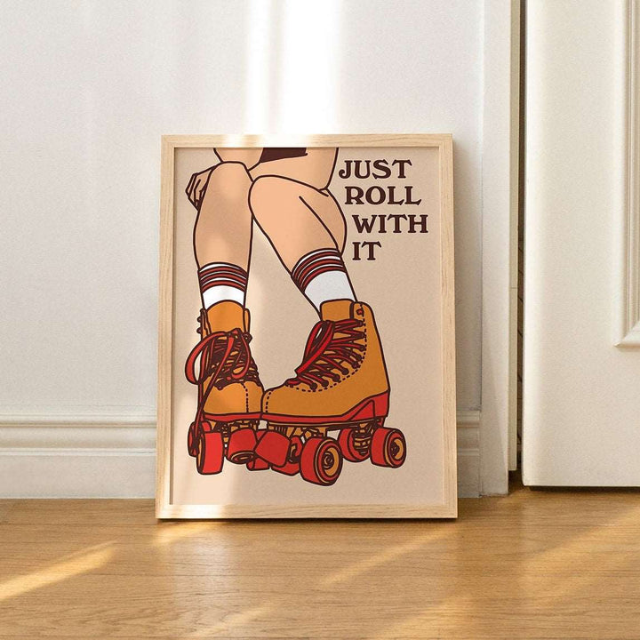 'Just Roll With It' Retro Rollerblades Print - Art Prints - Kinder Planet Company