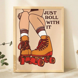 'Just Roll With It' Retro Rollerblades Print - Art Prints - Kinder Planet Company