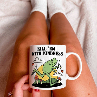 'Kill Em With Kindness' Frog Mug - Mugs - Kinder Planet Company