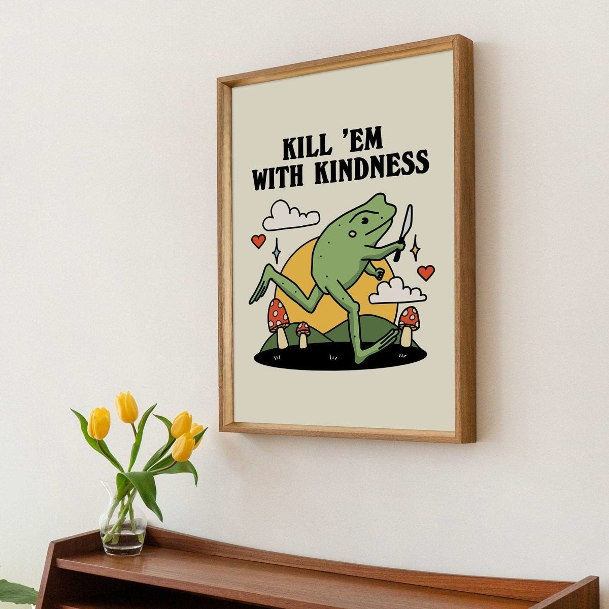 'Kill Em With Kindness' Frog Print - Art Prints - Kinder Planet Company