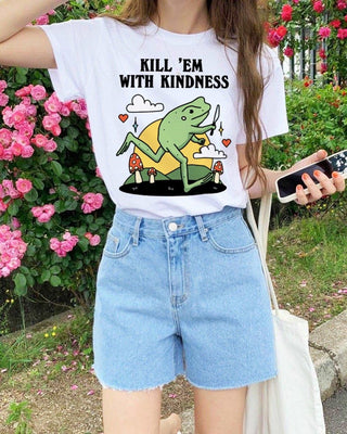 'Kill Em With Kindness' Frog Tshirt - T-shirts - Kinder Planet Company