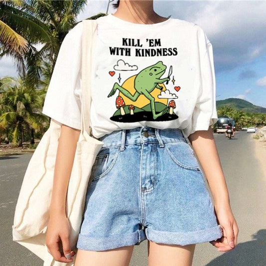'Kill Em With Kindness' Frog Tshirt - T-shirts - Kinder Planet Company