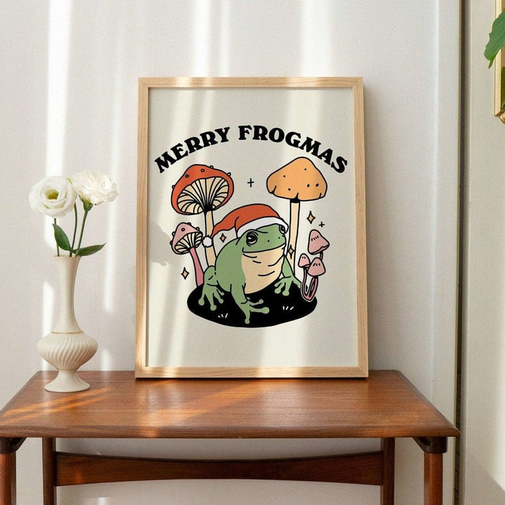 'Merry Frogmas' Christmas Frog Holiday Print - Art Prints - Kinder Planet Company