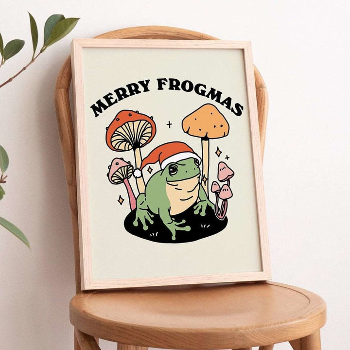 'Merry Frogmas' Christmas Frog Holiday Print - Art Prints - Kinder Planet Company