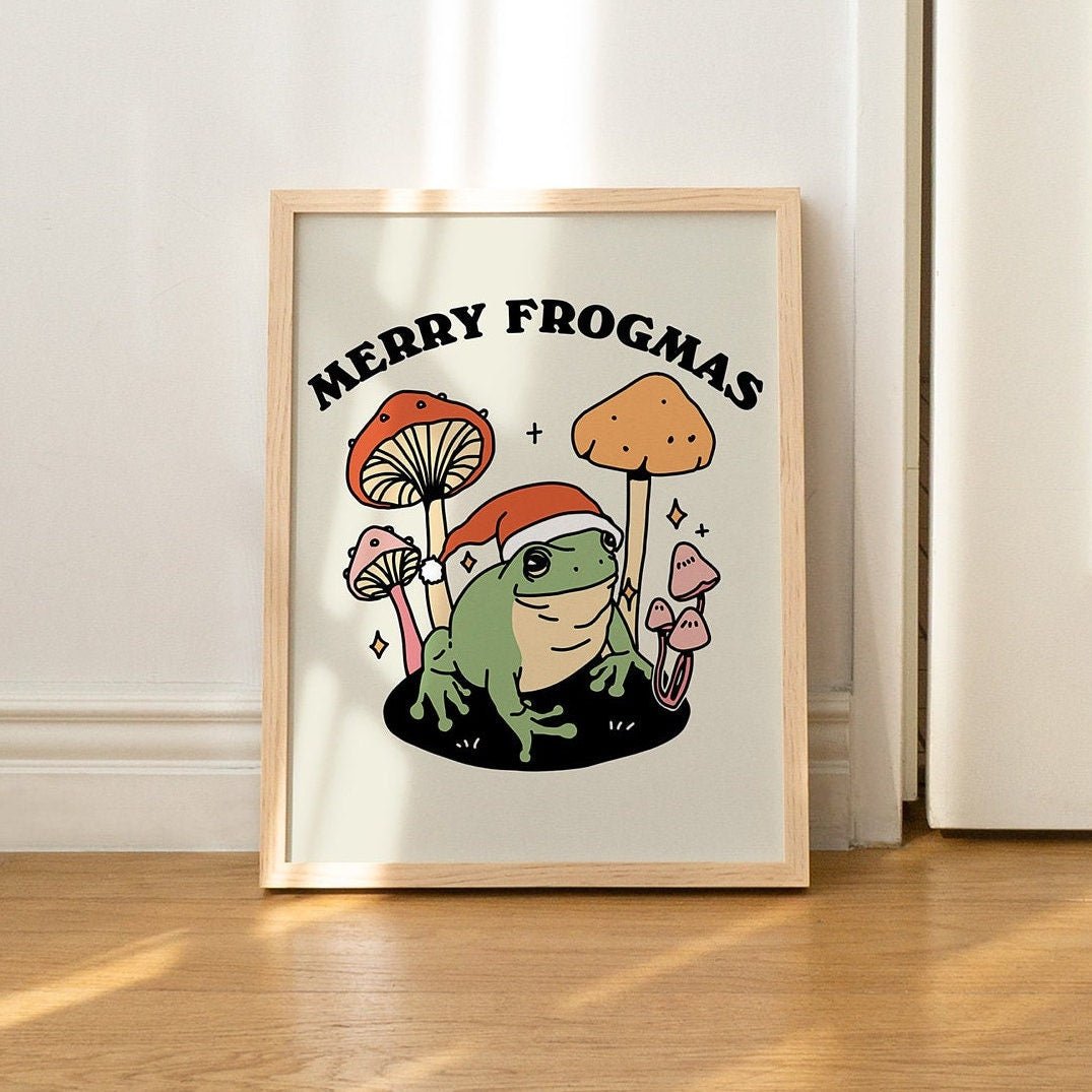 'Merry Frogmas' Christmas Frog Holiday Print - Art Prints - Kinder Planet Company