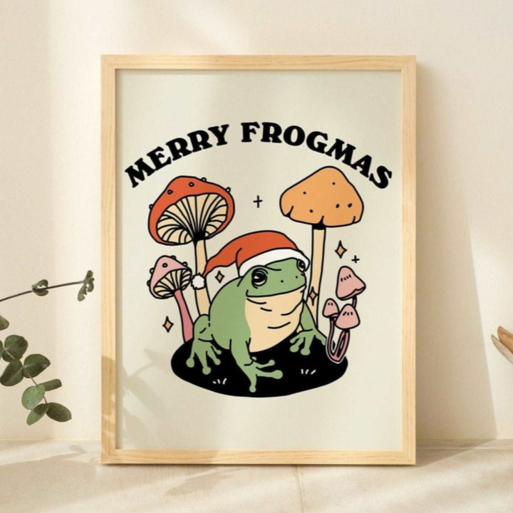 'Merry Frogmas' Christmas Frog Holiday Print - Art Prints - Kinder Planet Company