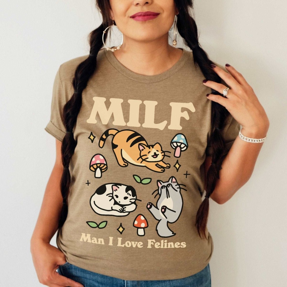 'Milf Man I Love Felines' Dark Colors Tshirt - T-shirts - Kinder Planet Company