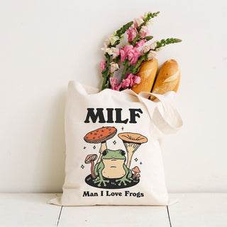 'MILF Man I Love Frogs' Tote Bag - Tote Bags & Phone Cases - Kinder Planet Company