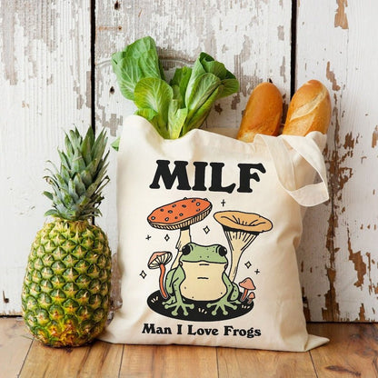 'MILF Man I Love Frogs' Tote Bag - Tote Bags & Phone Cases - Kinder Planet Company