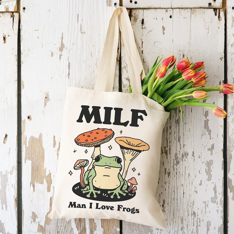 'MILF Man I Love Frogs' Tote Bag - Tote Bags & Phone Cases - Kinder Planet Company