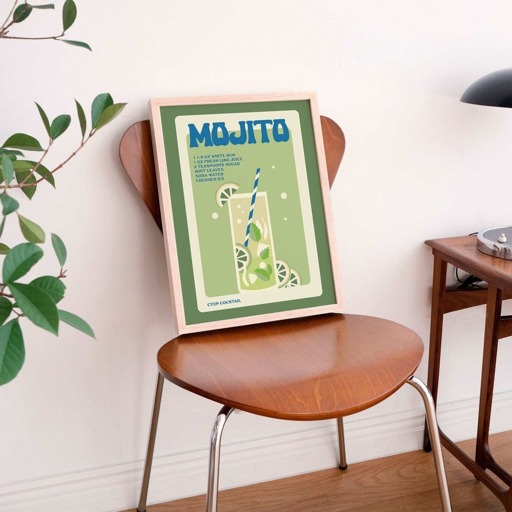 'Mojito' Retro Cocktail Print - Art Prints - Kinder Planet Company