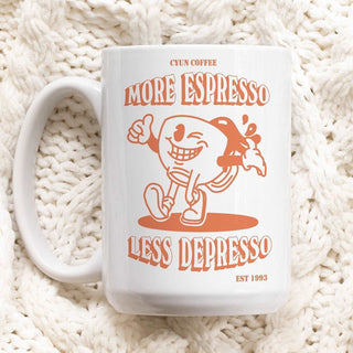 'More Espresso Less Depresso' Coffee Mug - Mugs - Kinder Planet Company