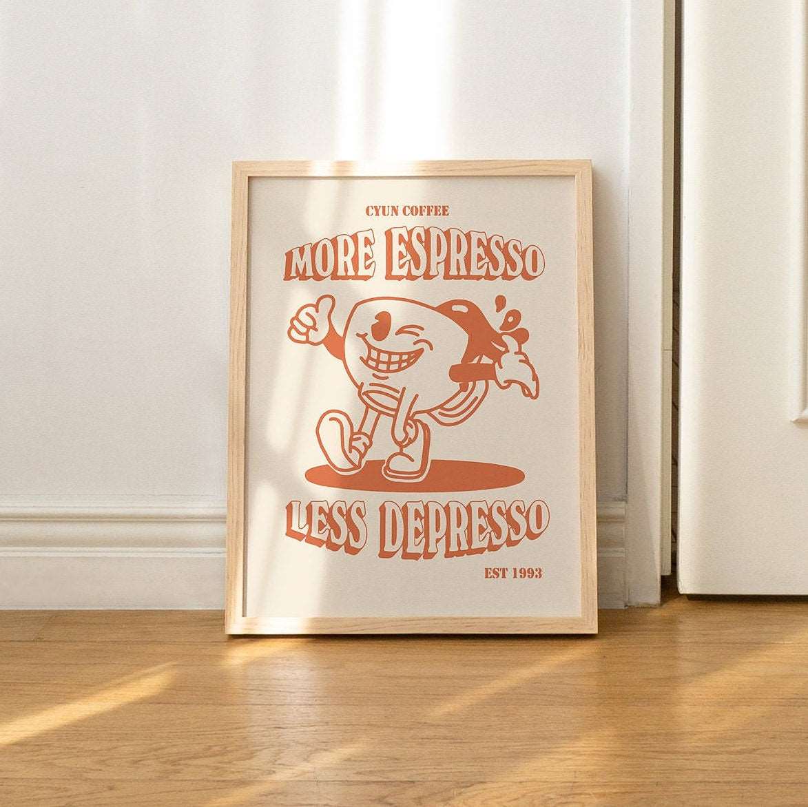 'More Espresso Less Depresso' Coffee Print - Art Prints - Kinder Planet Company