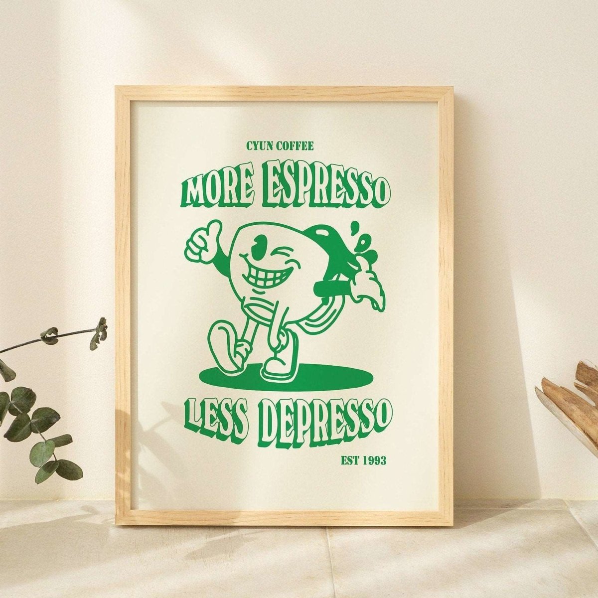 'More Espresso Less Depresso' Coffee Print - Art Prints - Kinder Planet Company