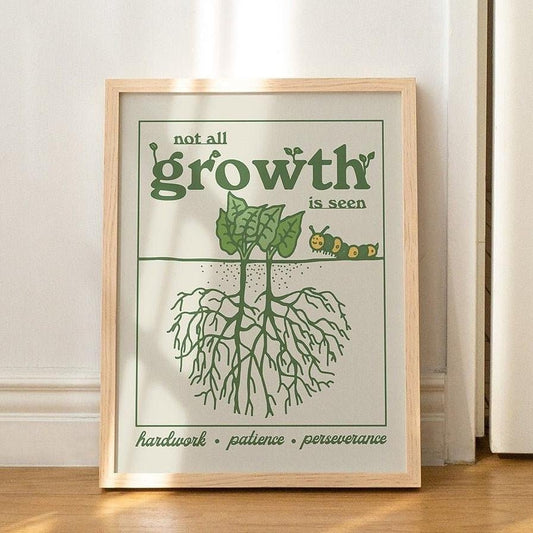 'Not All Growth Is Seen' Retro Botanical Print - Art Prints - Kinder Planet Company