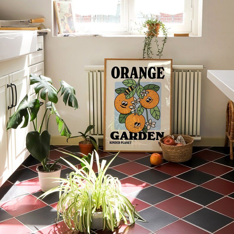 'Orange Garden' Print - Art Prints - Kinder Planet Company