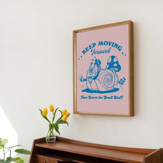 Pink Retro Quote Snail Print - Art Prints - Kinder Planet Company