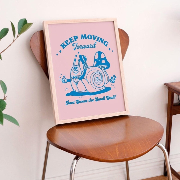 Pink Retro Quote Snail Print - Art Prints - Kinder Planet Company