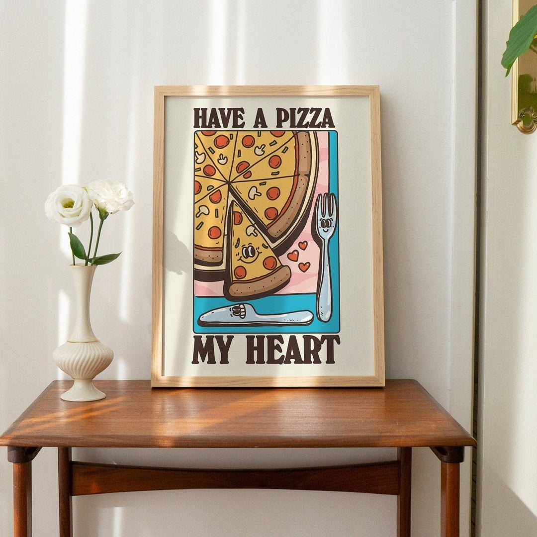 'Pizza My Heart' Food Print - Art Prints - Kinder Planet Company