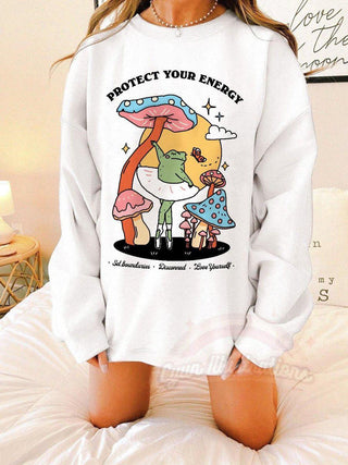 'Protect Your Energy' Cute Frog Sweatshirt - Sweatshirts & Hoodies - Kinder Planet Company