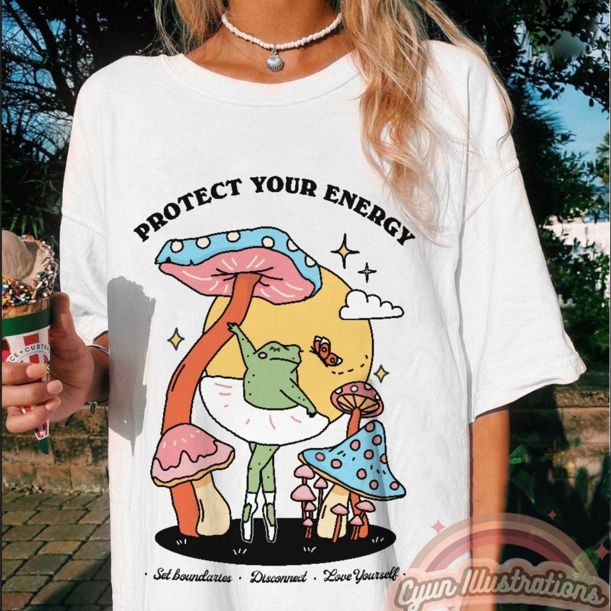 'Protect Your Energy' Frog Tshirt - T-shirts - Kinder Planet Company