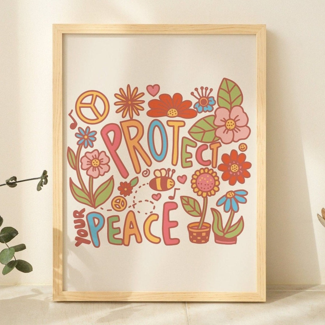 'Protect Your Peace' Colorful Wildflower Print - Art Prints - Kinder Planet Company