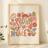 'Protect Your Peace' Colorful Wildflower Print - Art Prints - Kinder Planet Company