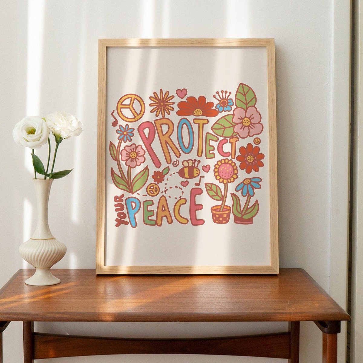 'Protect Your Peace' Colorful Wildflower Print - Art Prints - Kinder Planet Company