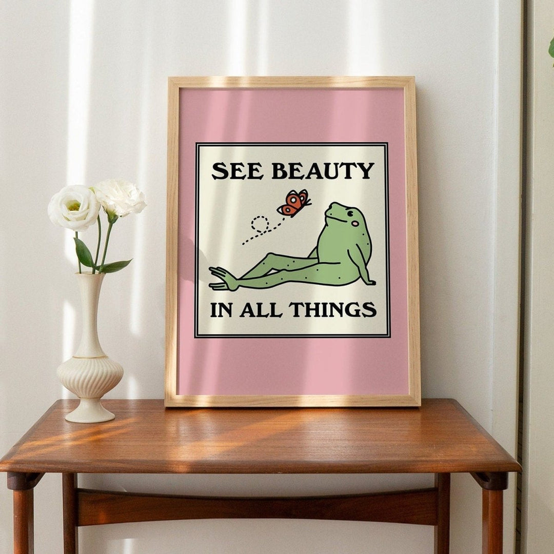 'See Beauty' Frog Ang Butterfly Print - Art Prints - Kinder Planet Company