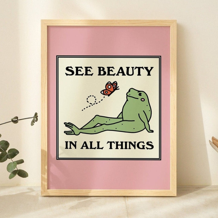 'See Beauty' Frog Ang Butterfly Print - Art Prints - Kinder Planet Company