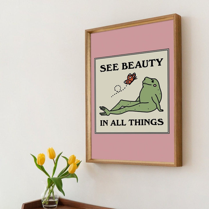 'See Beauty' Frog Ang Butterfly Print - Art Prints - Kinder Planet Company