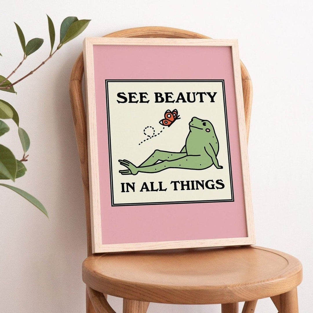 'See Beauty' Frog Ang Butterfly Print - Art Prints - Kinder Planet Company