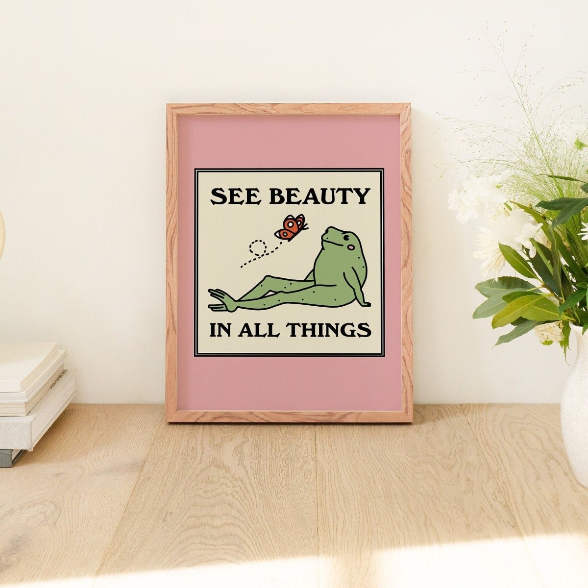 'See Beauty' Frog Ang Butterfly Print - Art Prints - Kinder Planet Company