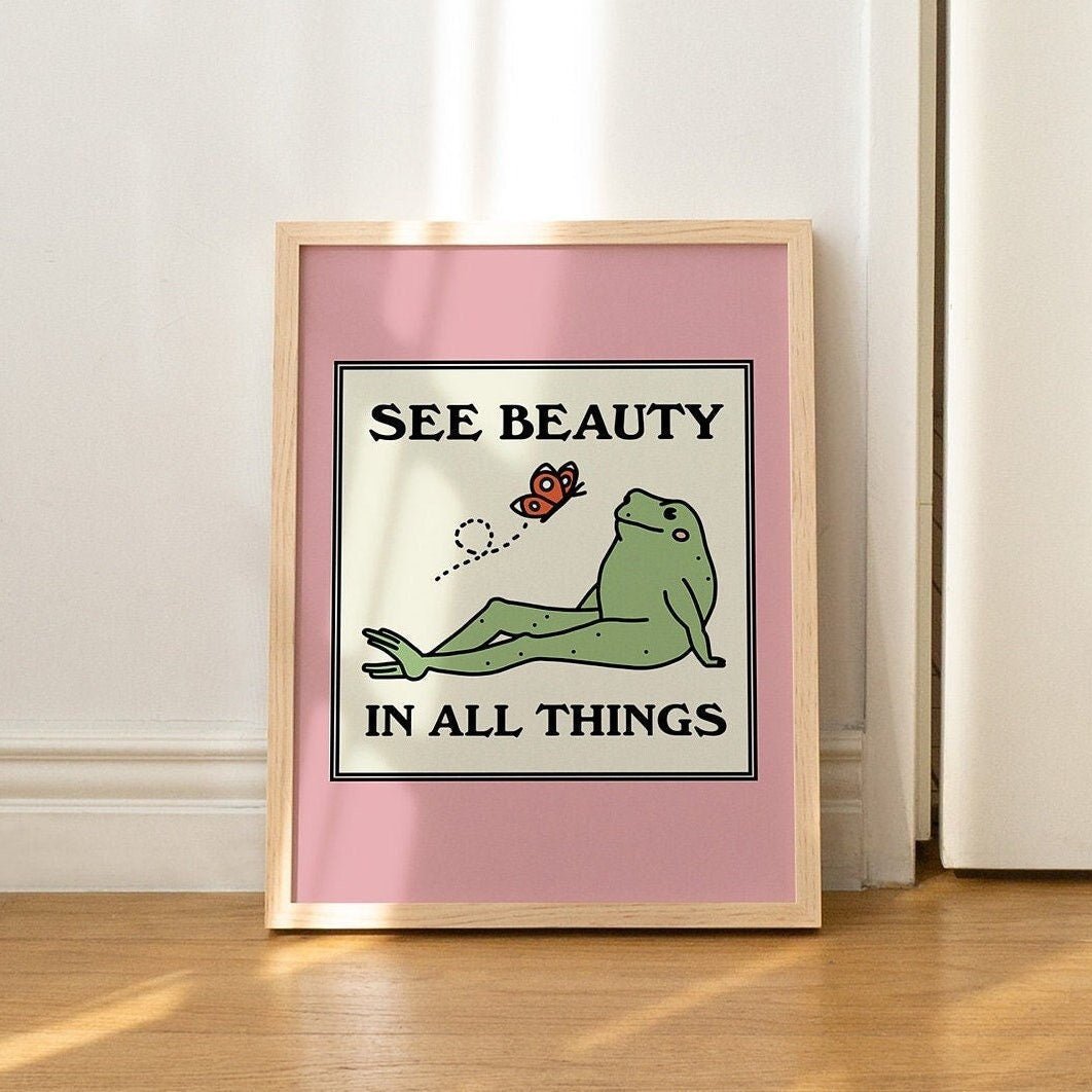 'See Beauty' Frog Ang Butterfly Print - Art Prints - Kinder Planet Company