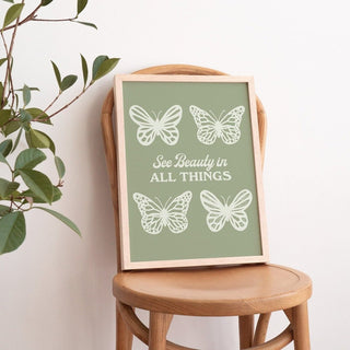 'See Beauty' Retro Butterfly Print - Art Prints - Kinder Planet Company