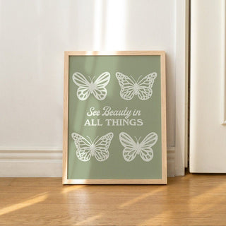 'See Beauty' Retro Butterfly Print - Art Prints - Kinder Planet Company