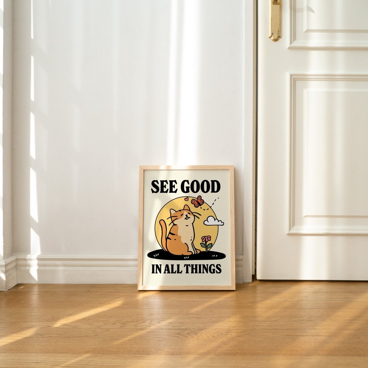 'See Good In All Things' Cat Print - Art Prints - Kinder Planet Company