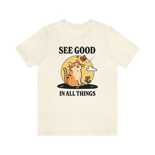 'See Good in All Things' Cute Cat Shirt - T-shirts - Kinder Planet Company