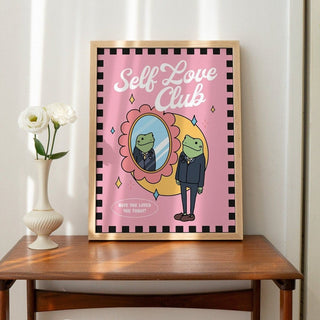 'Self Love Club' Pink Frog Print - Art Prints - Kinder Planet Company