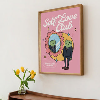 'Self Love Club' Pink Frog Print - Art Prints - Kinder Planet Company